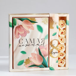 Подарочный набор Самая нежная.8 марта: ежедневник А5 80 листов и мыльные лепестки