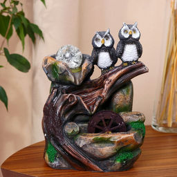 Фонтан настольный «Две совы у камня», 20.5×27 см, с подсветкой