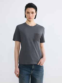 Bisiklet Yaka Nak??l? Kad?n Ti??rt