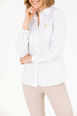 U. S. Polo Assn Женская белая базовая рубашка с длинным рукавом - U.s. polo assn фото 13