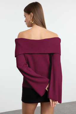 Bordo Gul Detayl? Carmen Yaka Triko Kazak TWOAW25KZ00373 - Trendyolmilla фото 28