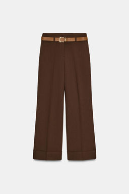 TROUSERS WITH TURN-UP CUFFS AND BELT - Zara фото 12