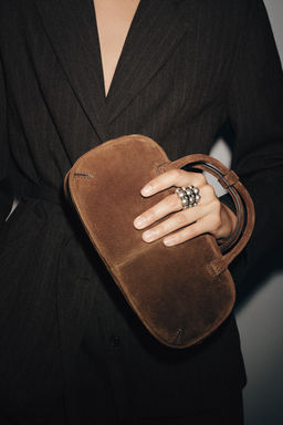 SPLIT SUEDE MINI BAG WITH DOUBLE HANDLE