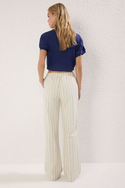 Ekru Beli Lastikli Yuksek Bel Wide Leg Jeans TWOSS25JE00291 - Trendyolmilla фото 4