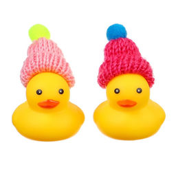 Резиновые игрушки для ванны Крошка Я «Уточки в шапке», 4 см, с пищалкой, в наборе 2 шт.