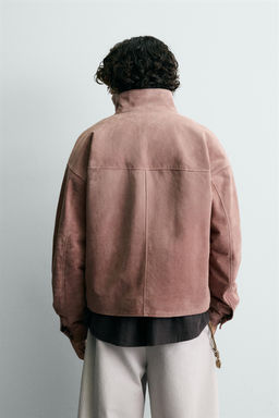 CROPPED FIT LEATHER SPLIT SUEDE JACKET - Zara фото 3