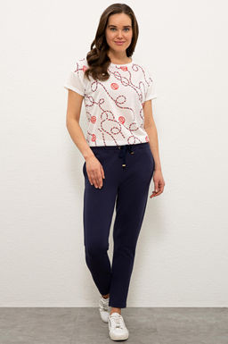 Kad_n Beyaz Bisiklet Yaka Ti__rt