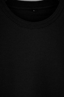 Siyah Regular/Rahat Kal_p Waffle Dokulu _rme Sweatshirt TMNAW27SW00011 - Trendyolmilla фото 2