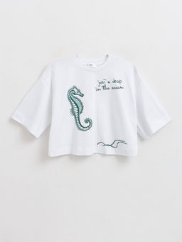 CONTE LD 2715 Укороченная футболка из хлопка с рисунком white-sea horse - Conte elegant фото 8