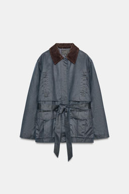 WAXED PARKA WITH CORDUROY COLLAR - Zara фото 8