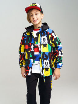 12231370 Куртка с полиуретановым покрытием для мальчиков (ветровка), разноцветный,черный