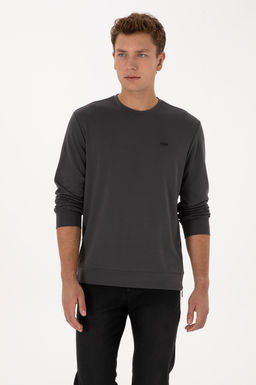 Erkek Regular Fit Yar_m Fermuarl_ Gri Sweatshirt
