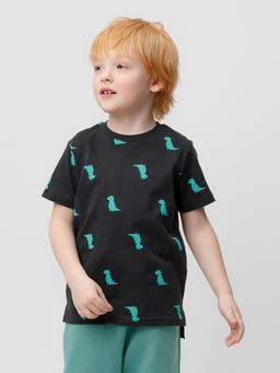 КР 301984/черное дерево,зеленые динозавры фуфайка (футболка) для мал