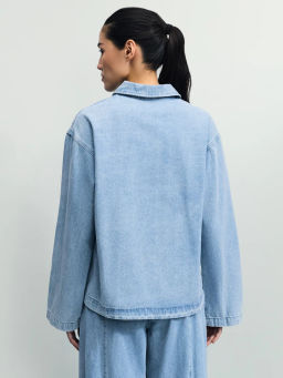 Джинсовая рубашка с завязками / Zarina  фото 6