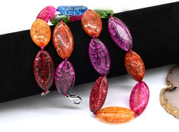 Бусы из хрусталя тонированного "снег" рис 15*30мм, цв.ассорти, 48см