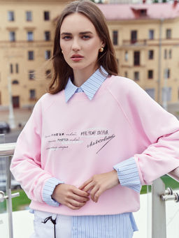 Свитшот Mark Formelle розовый хлопок с надписью