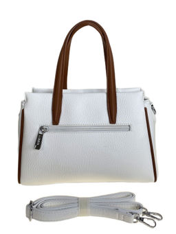 Женская сумка из искусственной кожи, цвет белый с коричневым