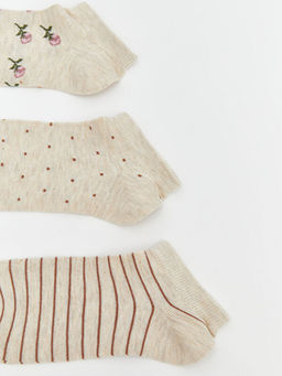 Desenli Kad?n Patik ?orap 3l?