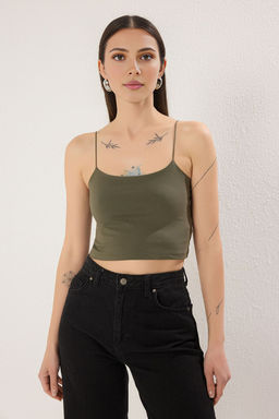 Trendyolmilla Antrasit-Beyaz-Bordo-Bej 4lu Paket Ask?l? Crop Vucuda Oturan Esnek Orme Atlet TWOSS25AL00051  фото 2