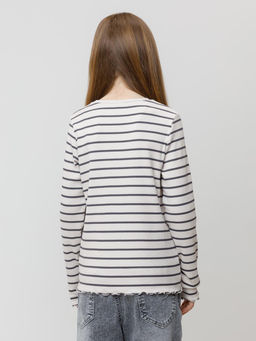 КР 302820/молочный,тем.серый,полоска к623 лонгслив (футболка дл.рукав) для дев - Crockid фото 3