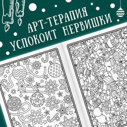 Раскраска новогодняя Арт терапия, 32 картинки, 20 ? 28, формат А4 - Буква-Ленд фото 3