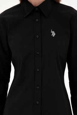 Женская черная базовая рубашка с длинным рукавом - U.s. polo assn фото 13