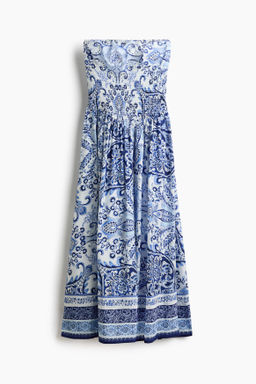 Vestido bandeau con cuerpo nido de abeja