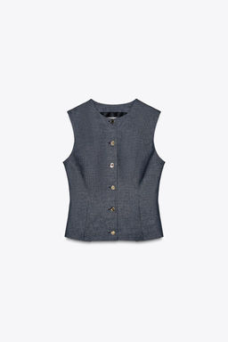 LINEN WAISTCOAT WITH DARTS - Zara фото 5
