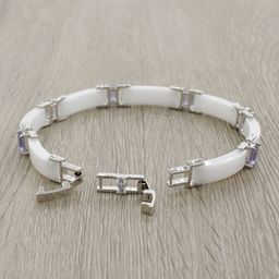 Браслет Лилу из белой керамики с Александритом покрытие светлый металл - Agat77 фото 2