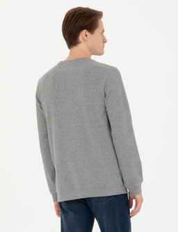 Серый меланжевый свитшот с круглым вырезом - Cacharel фото 5