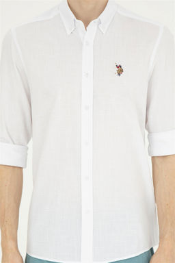 U. S. Polo Assn / Мужская белая базовая рубашка с длинным рукавом - U.s. polo assn фото 6