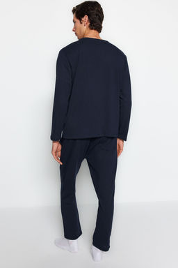 TRENDYOL MAN Lacivert Regular Fit Bask?l? Orme Pijama Tak?m? TMNAW24PT00005 - Trendyolmilla фото 13