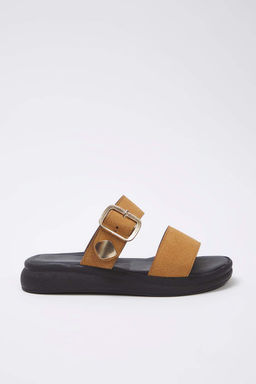 Trendyol Shoes Siyah Suet Gold Tokal? Duz Kad?n Terlik TAKSS25TE00006 - Trendyolmilla фото 9