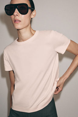 CAMISETA INTERLOCK MANGA CORTA / Rosa pastel - Zara фото 2