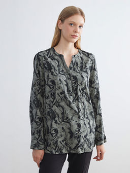 Ka??k Yaka Desenli Bluz