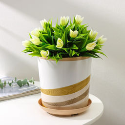 Цена за 2 шт. Горшок для цветов с поддоном Доляна «Каракум. Пустошь», 1.6 л, d=14 см, h=15.5 см, пластиковый, цвет бежевый