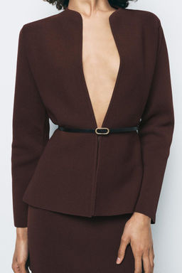 PLAIN KNIT BELTED JACKET - Zara фото 2