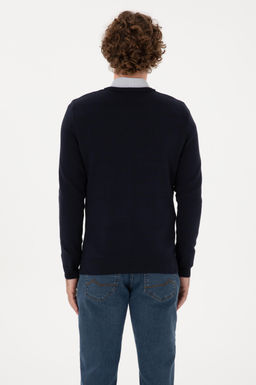 Erkek Slim Fit V Yaka Lacivert Basic Kazak - U.s. polo assn фото 5