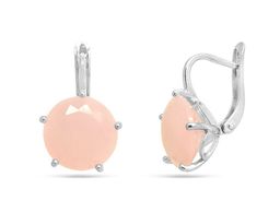 Серьги из серебра розовый кварц, СПН147
