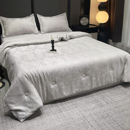 Одеяло Mency Сатин Люкс с простыней и наволочками СЕРЫЙ POMENSL01