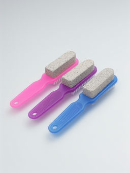 Пемза для педикюра, с щёткой, двусторонняя, 15.5 см, МИКС