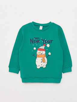 Bisiklet Yaka Uzun Kollu Y?lba?? Temal? Erkek Bebek Sweatshirt 2li - Waikiki фото 3