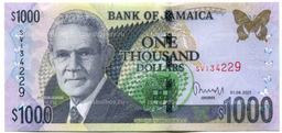 Банкнота 1000 долларов 2021 года Ямайка