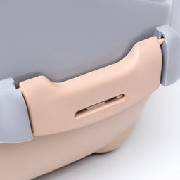 Туалет-домик угловой для кошек закрытый с дверцей 57×46×37 см, бежево-серый