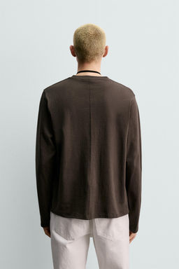 CAMISETA MEDIUM WEIGHT MANGA LARGA ORIGINS / Marr?n - Zara фото 3