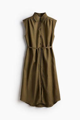 Vestido camisero en mezcla de lino - H&m фото 5