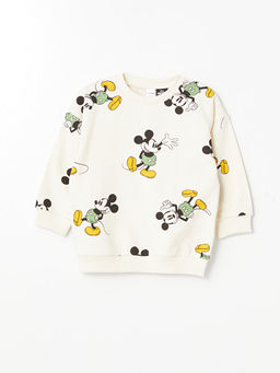 Bisiklet Yaka Uzun Kollu Mickey Mouse Bask?l? Erkek Bebek Sweatshirt ve E?ofman Alt 2li Tak?m - Waikiki фото 2