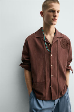 CAMISA CROCHET GEOM?TRICO / Granate - Zara фото 5