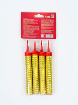 Свечи фонтаны в торт золотые, 4 шт., 10 см, горение 30-35 сек