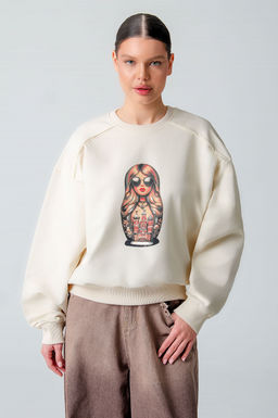 Арт. 1-3105 Свитшот женский 44-50 (4 шт) Цвет:бежевый - Калинка фото 3